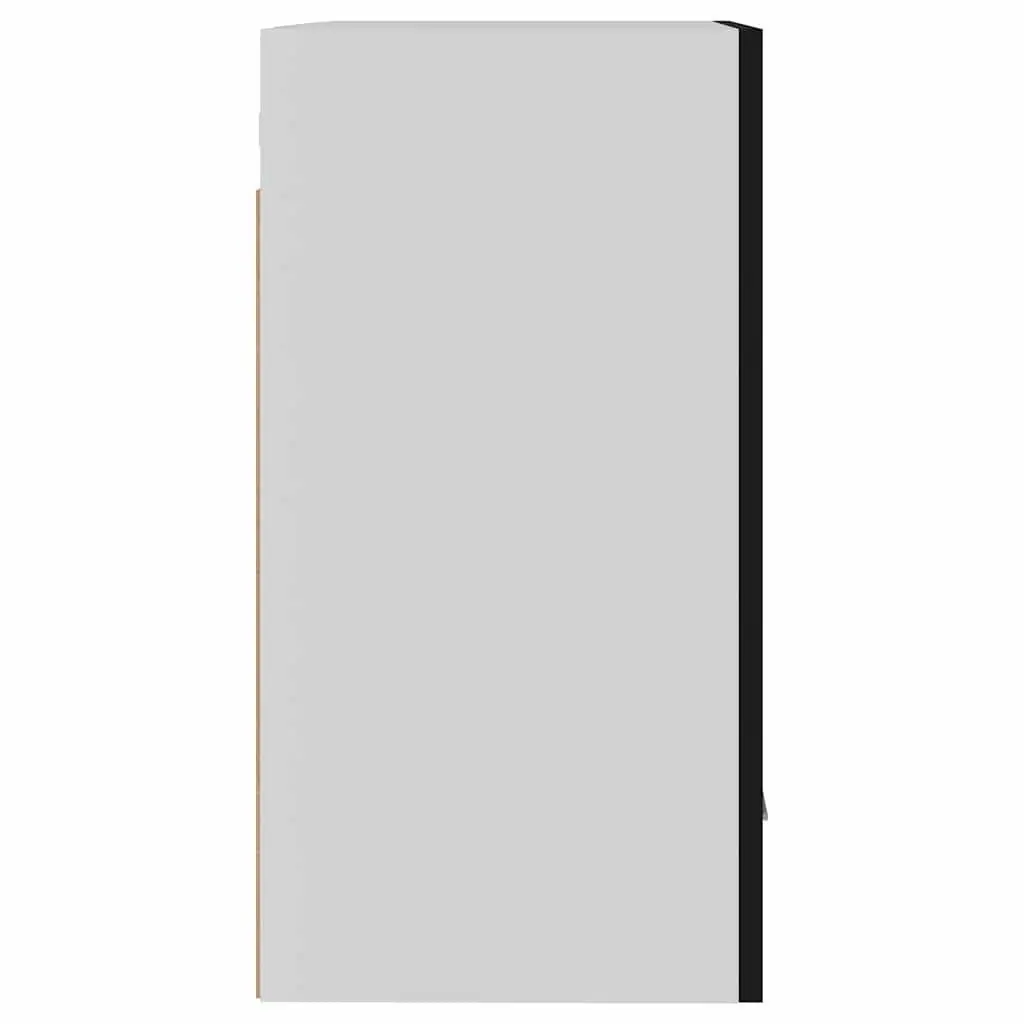 Hanging Kitchen Cabinet Black Wall Mount Storage Cupboard Engineered Wood 50W x 31D x 60H cm