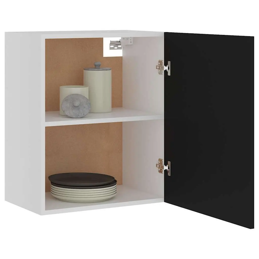 Hanging Kitchen Cabinet Black Wall Mount Storage Cupboard Engineered Wood 50W x 31D x 60H cm