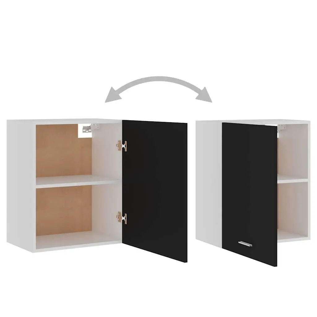 Hanging Kitchen Cabinet Black Wall Mount Storage Cupboard Engineered Wood 50W x 31D x 60H cm