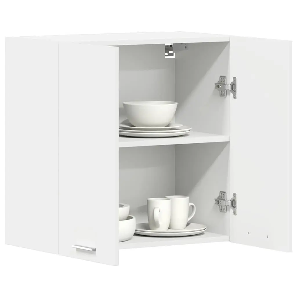 Hanging Kitchen Cabinet Wall-Mounted Storage White Engineered Wood Shelves