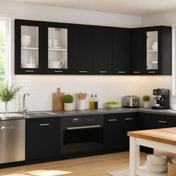 Inviting Black Storage Cabinet for Kitchen Organization