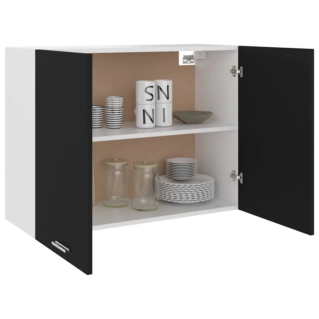 Black Kitchen Cabinet with Two Shelves
