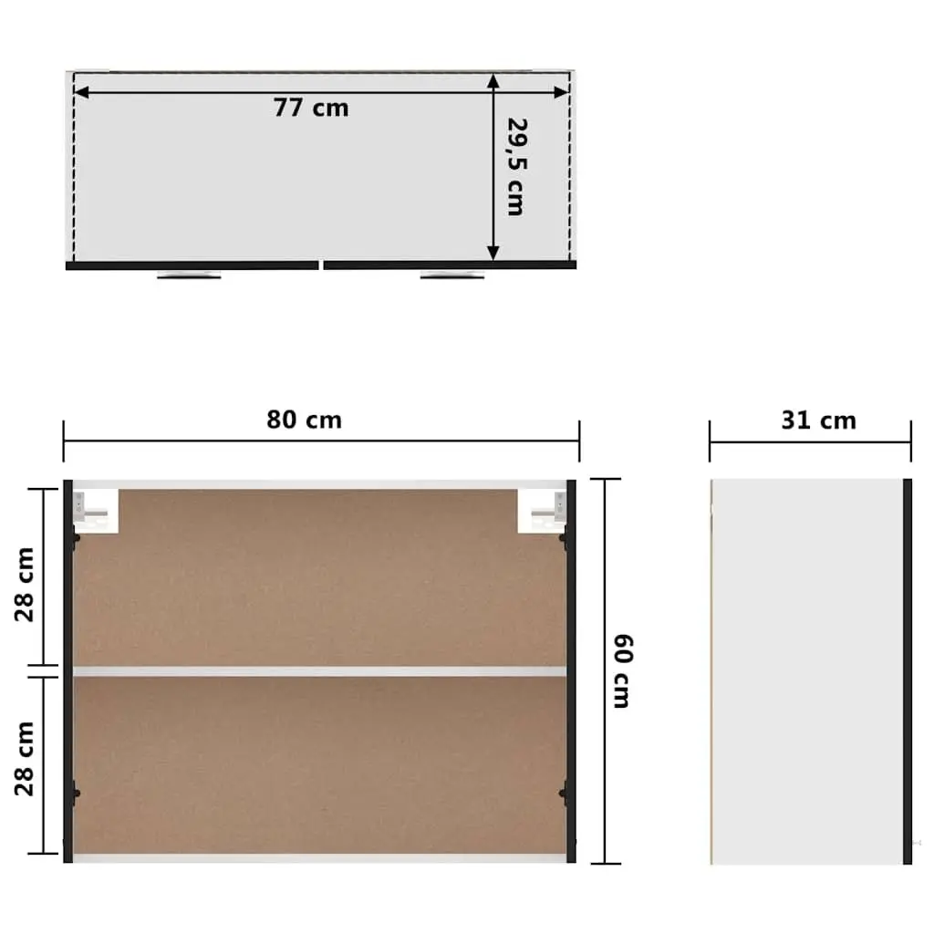 Black Kitchen Cabinet with Two Shelves
