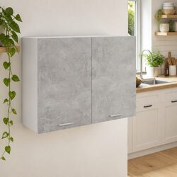 Grey Engineered Wood Hanging Kitchen Cabinet with Shelves