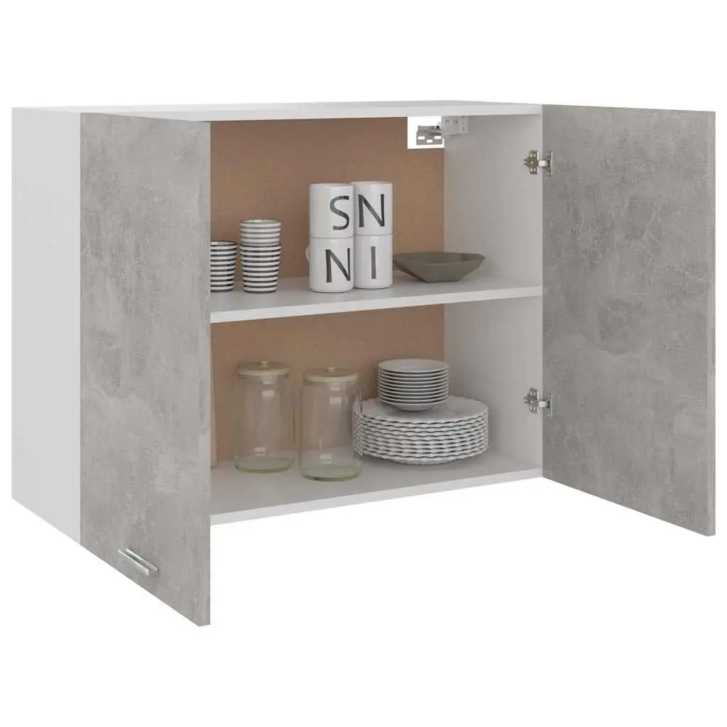 Hanging Kitchen Cabinet Grey Storage Unit 80W x 31D x 60H cm Engineered Wood