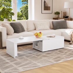 Elegant White Coffee Table 150x50x35 cm for Living Rooms