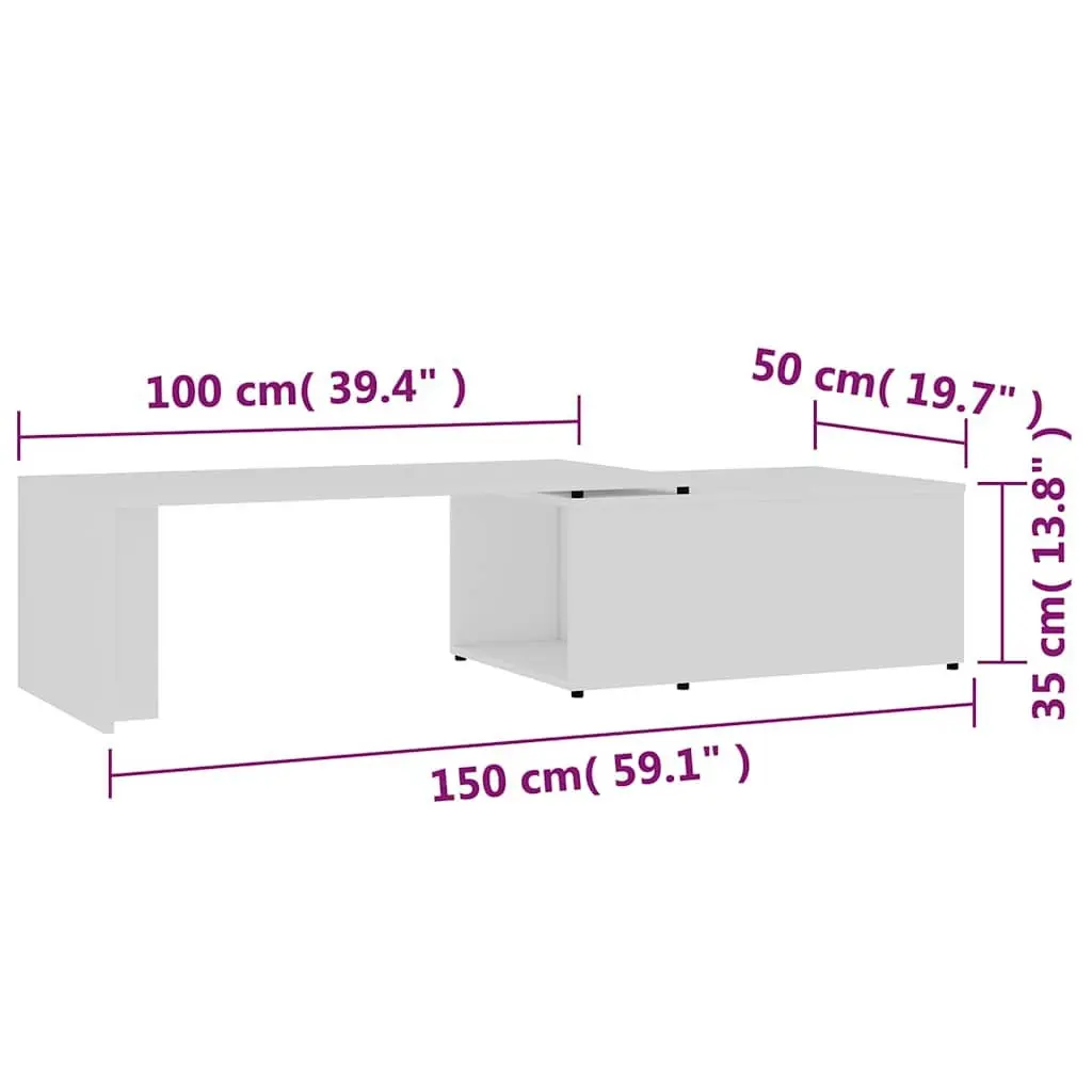 White Coffee Table 150x50x35 cm for Living Rooms