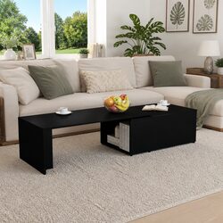 Black Engineered Wood Coffee Table for Living Spaces