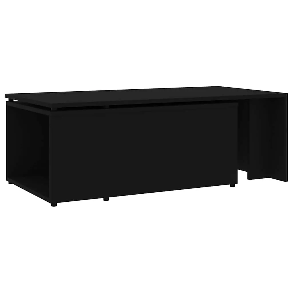 Black Engineered Wood Coffee Table for Living Spaces