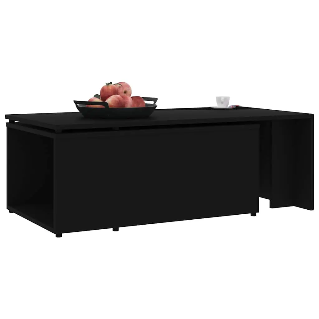 Black Engineered Wood Coffee Table for Living Spaces