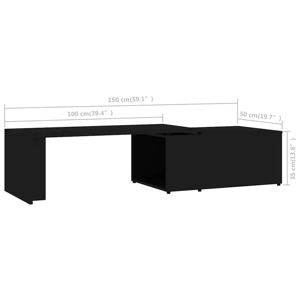 Black Engineered Wood Coffee Table for Living Spaces