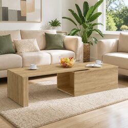 Elegant Brown Engineered Wood Coffee Table for Living Room