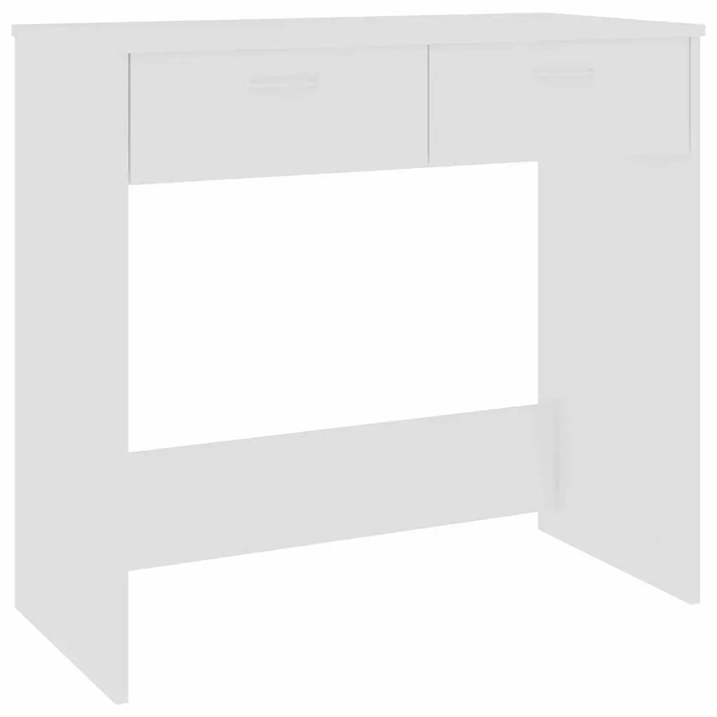 White Engineered Wood Study Desk with Drawer