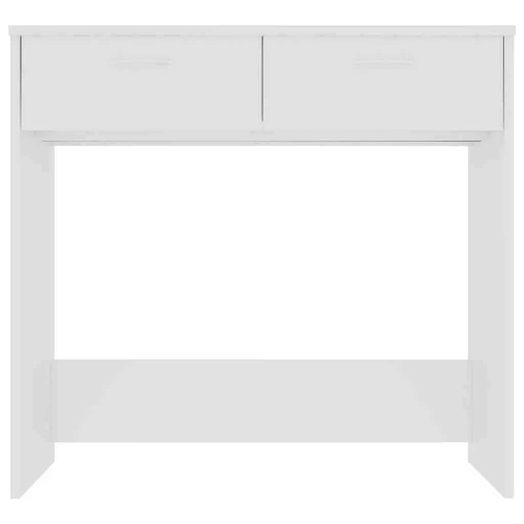 White Engineered Wood Study Desk with Drawer