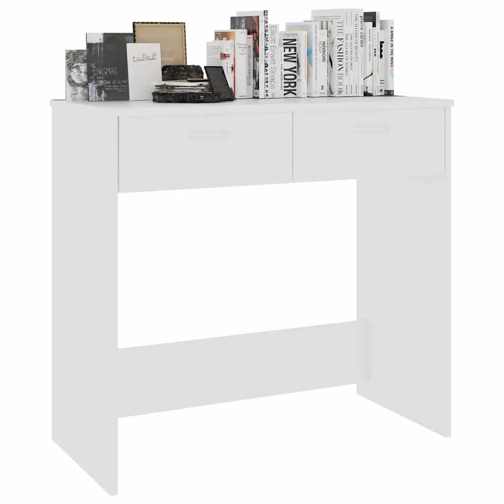 White Engineered Wood Study Desk with Drawer