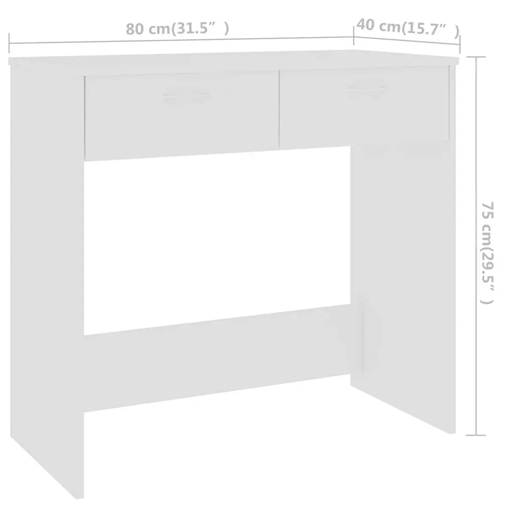 White Engineered Wood Study Desk with Drawer