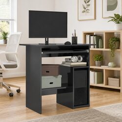 High Gloss Grey Computer Workstation Desk with Tray