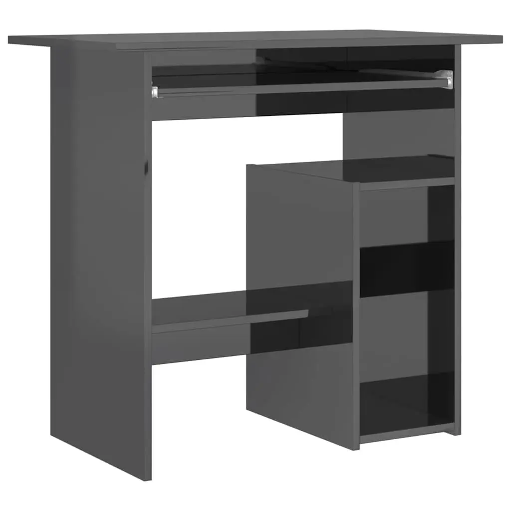 Office Desk High Gloss Grey Computer Workstation 80 x 45 x 74 cm Engineered Wood