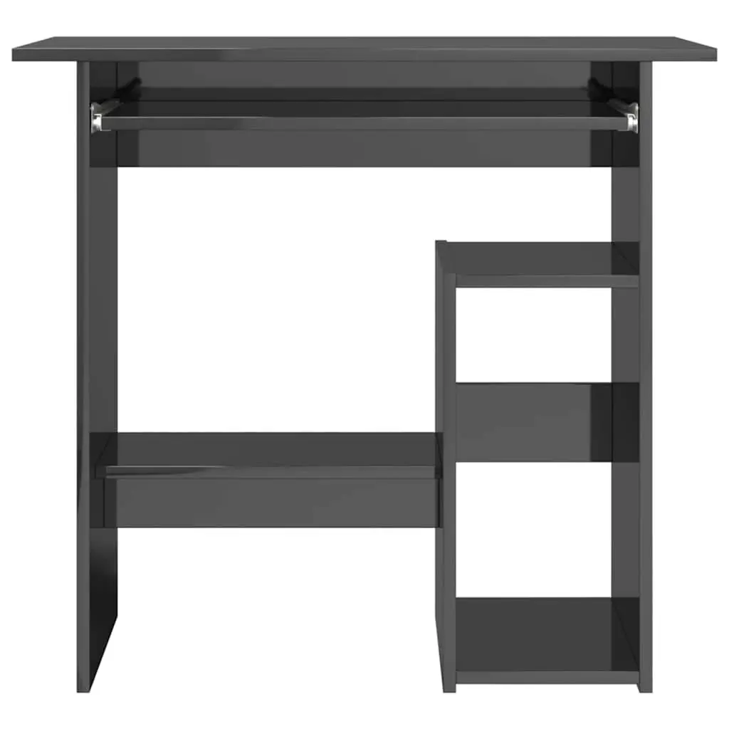 Office Desk High Gloss Grey Computer Workstation 80 x 45 x 74 cm Engineered Wood