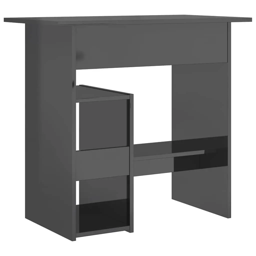 Office Desk High Gloss Grey Computer Workstation 80 x 45 x 74 cm Engineered Wood