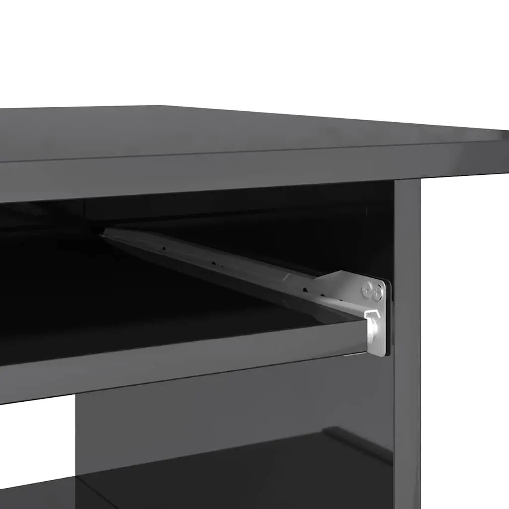 Office Desk High Gloss Grey Computer Workstation 80 x 45 x 74 cm Engineered Wood
