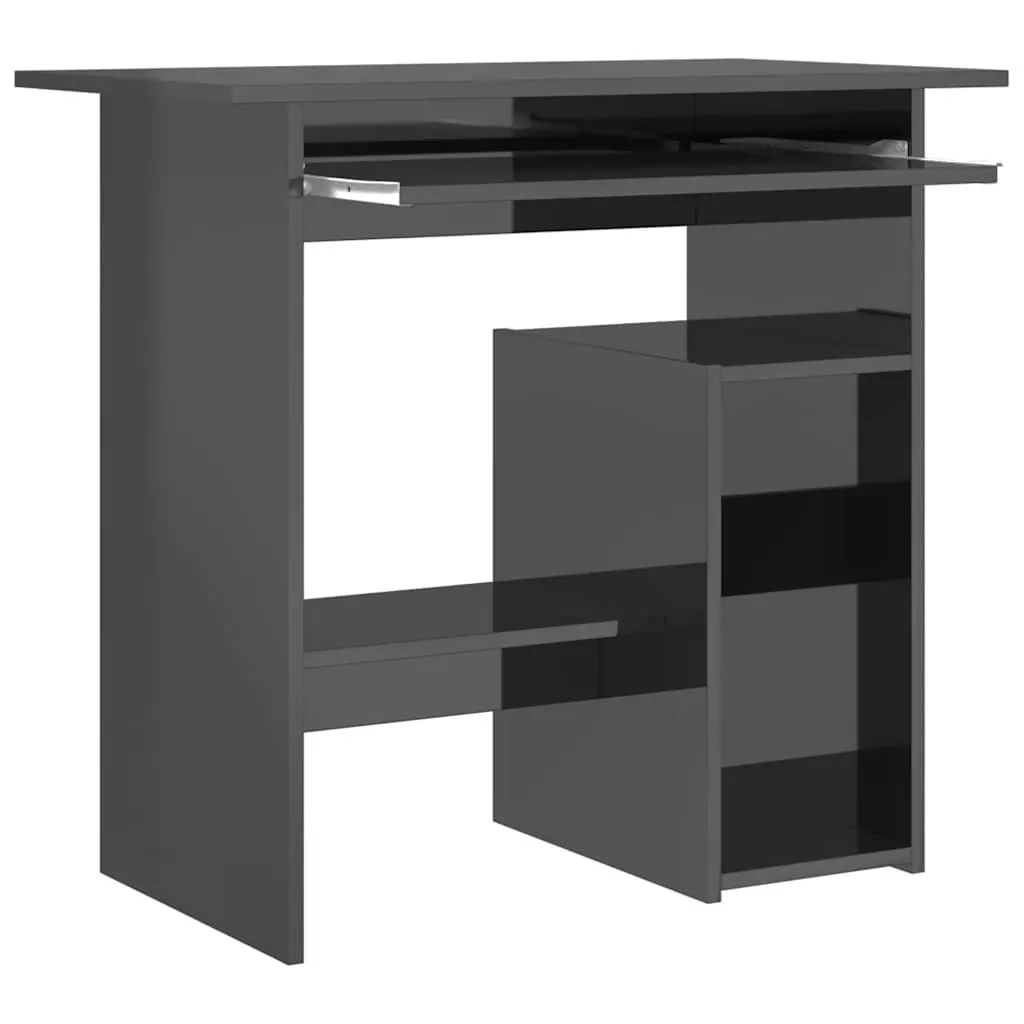 Office Desk High Gloss Grey Computer Workstation 80 x 45 x 74 cm Engineered Wood