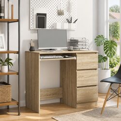 Brown Engineered Wood Desk 90x45x76cm with Drawer
