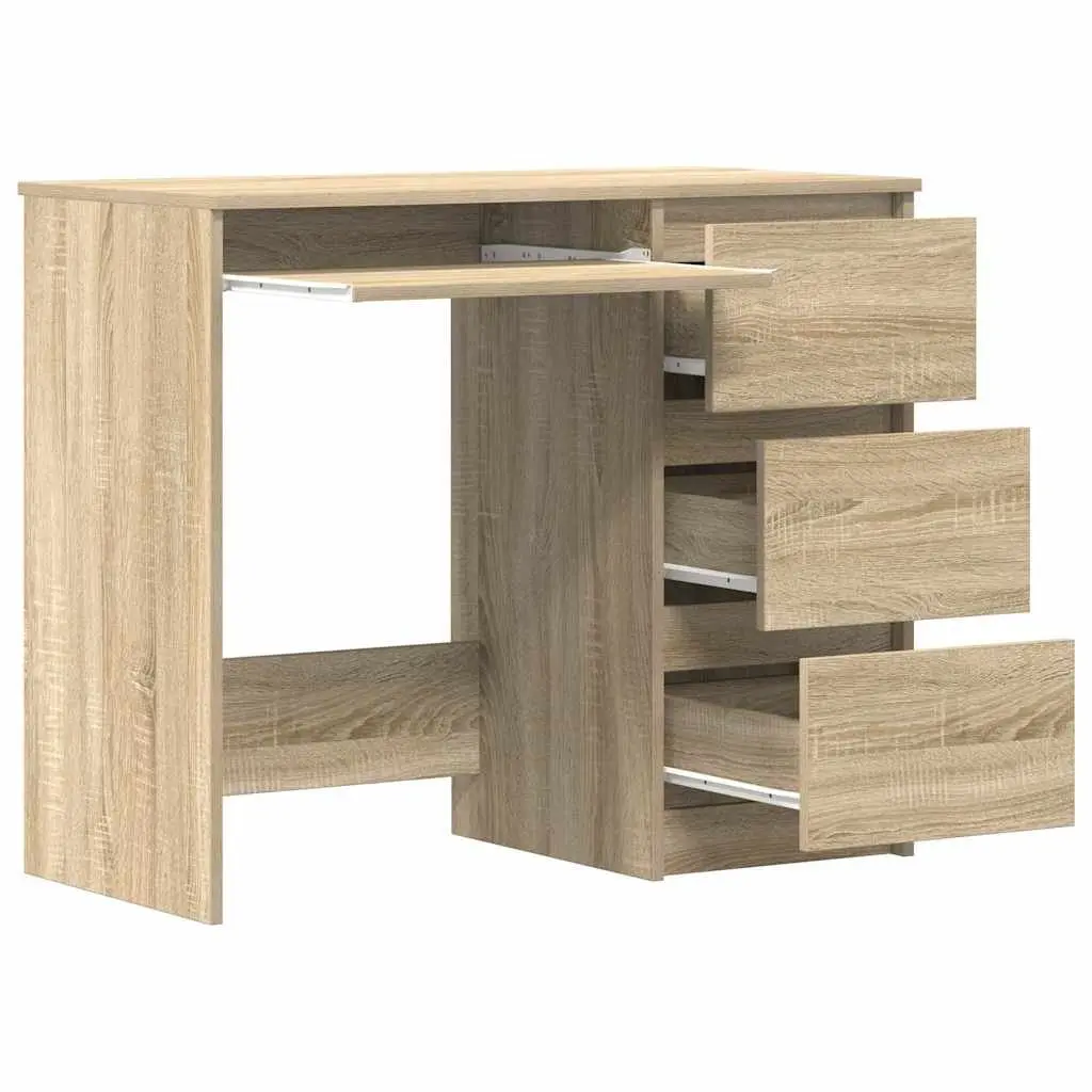 Brown Engineered Wood Desk 90x45x76cm with Drawer