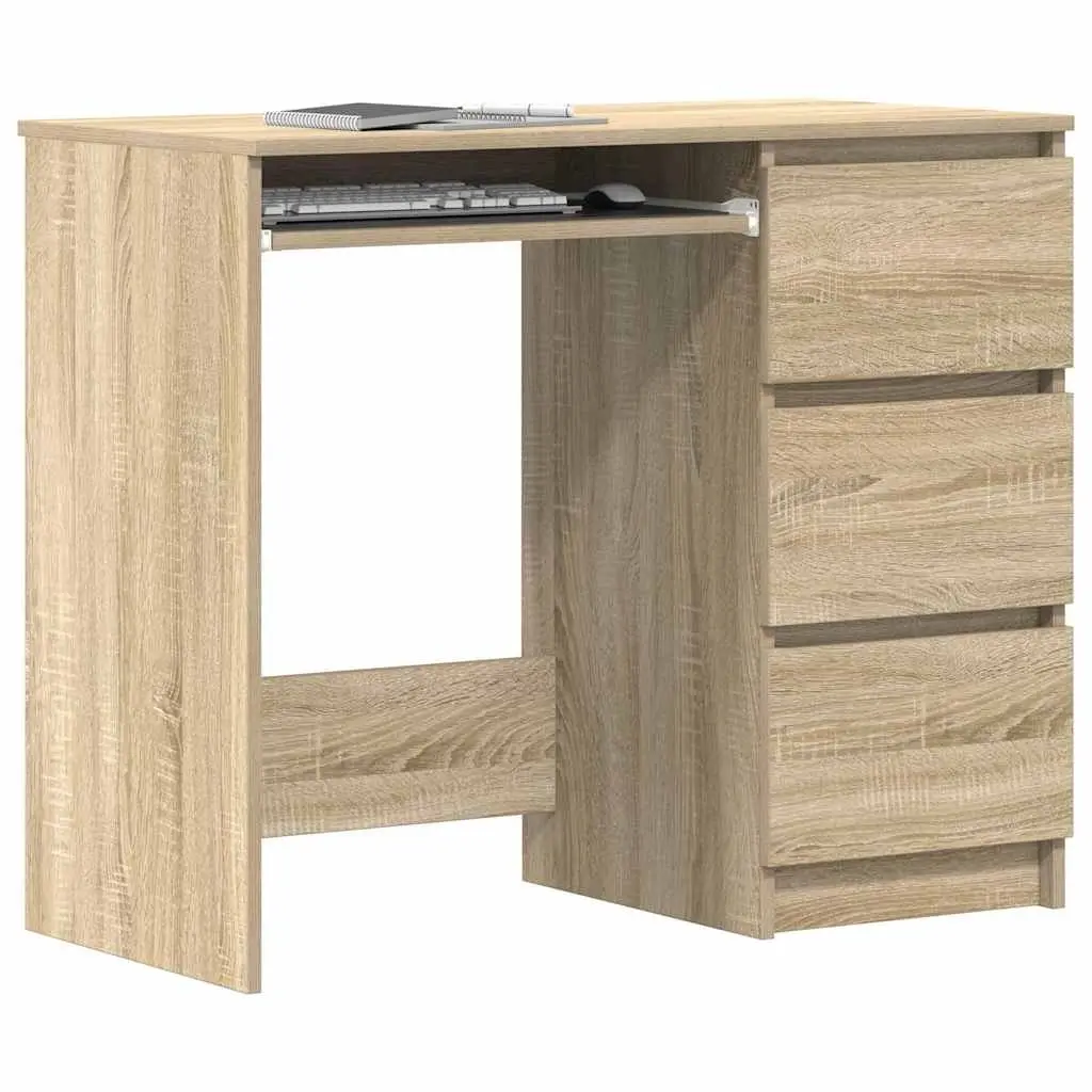 Brown Engineered Wood Desk 90x45x76cm with Drawer