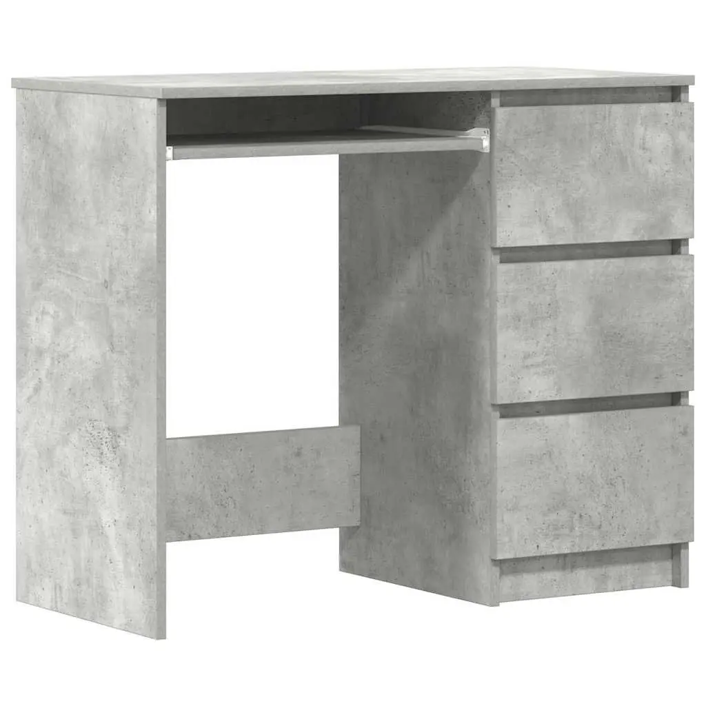 Concrete Grey Office Desk 90cm Engineered Wood Drawer Storage Compact