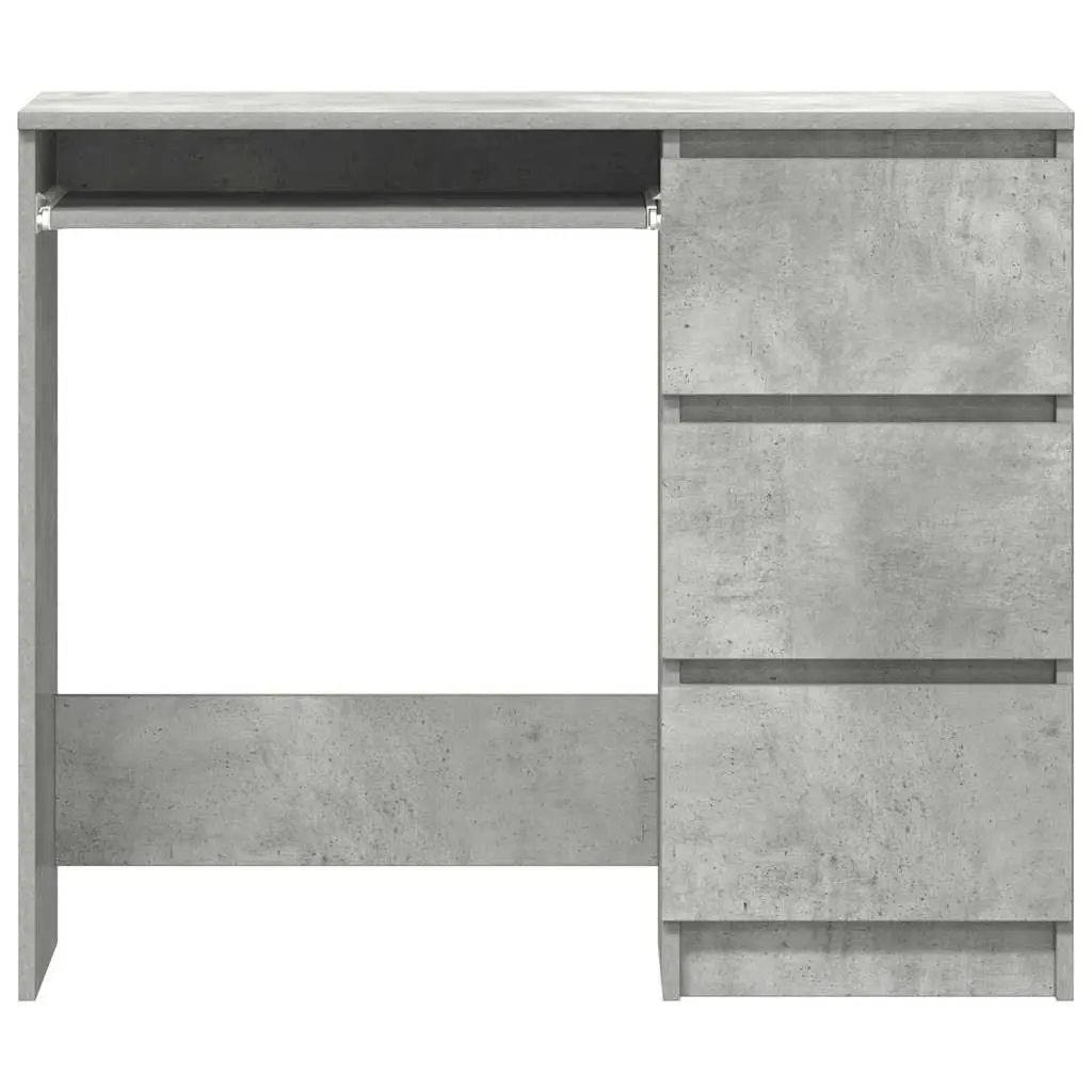 Concrete Grey Office Desk 90cm Engineered Wood Drawer Storage Compact