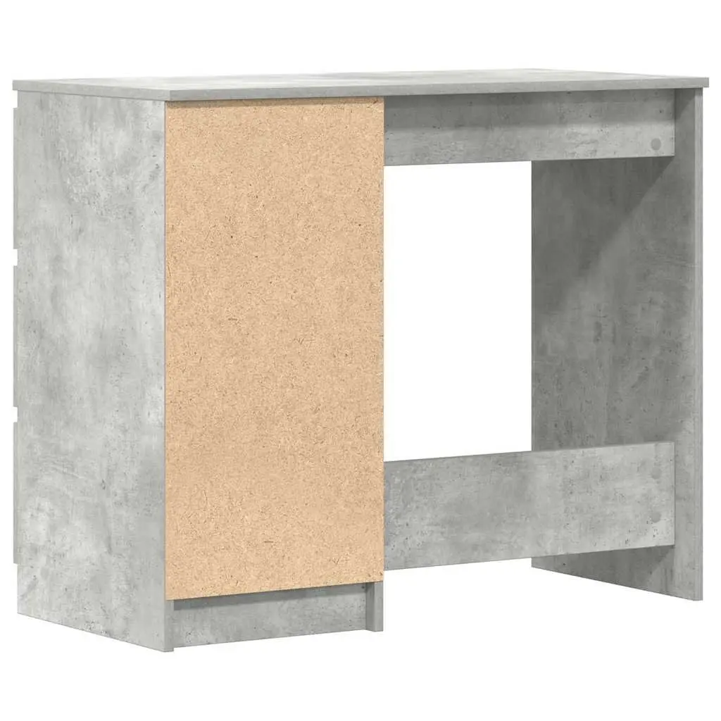 Concrete Grey Office Desk 90cm Engineered Wood Drawer Storage Compact