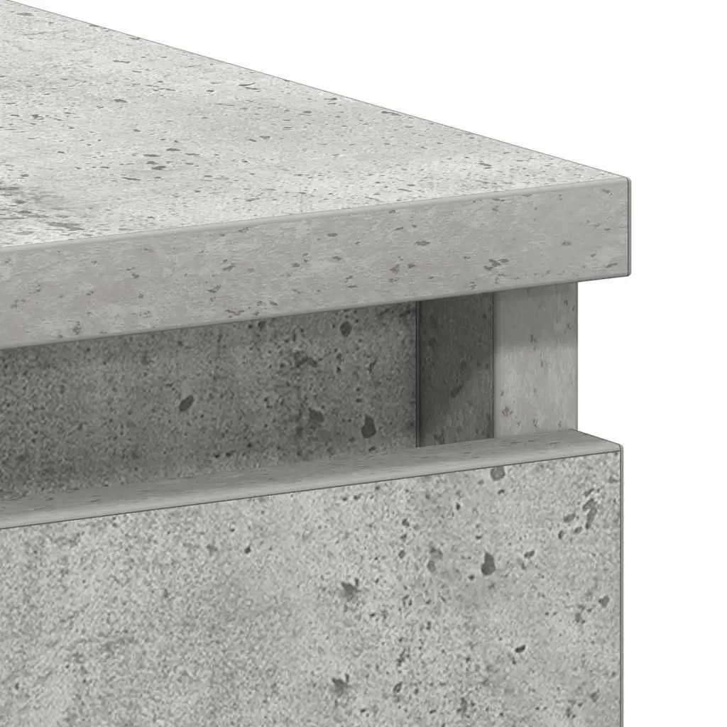 Concrete Grey Office Desk 90cm Engineered Wood Drawer Storage Compact