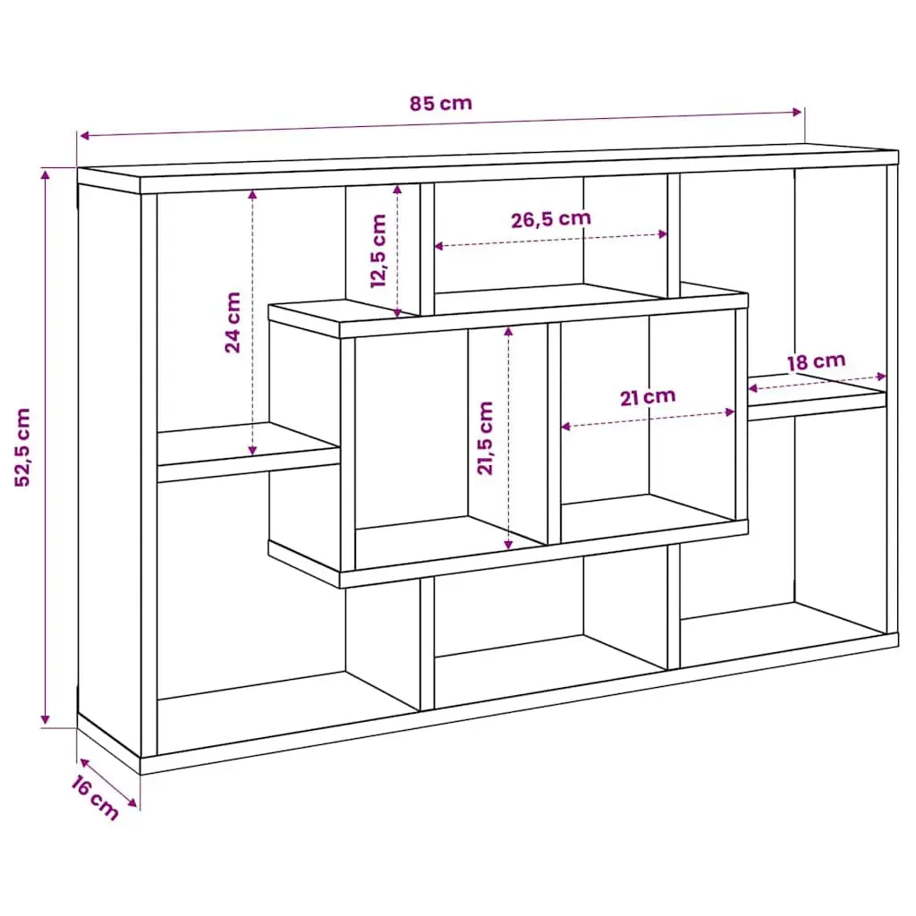 White Floating Wall Shelf with Eight Storage Compartments