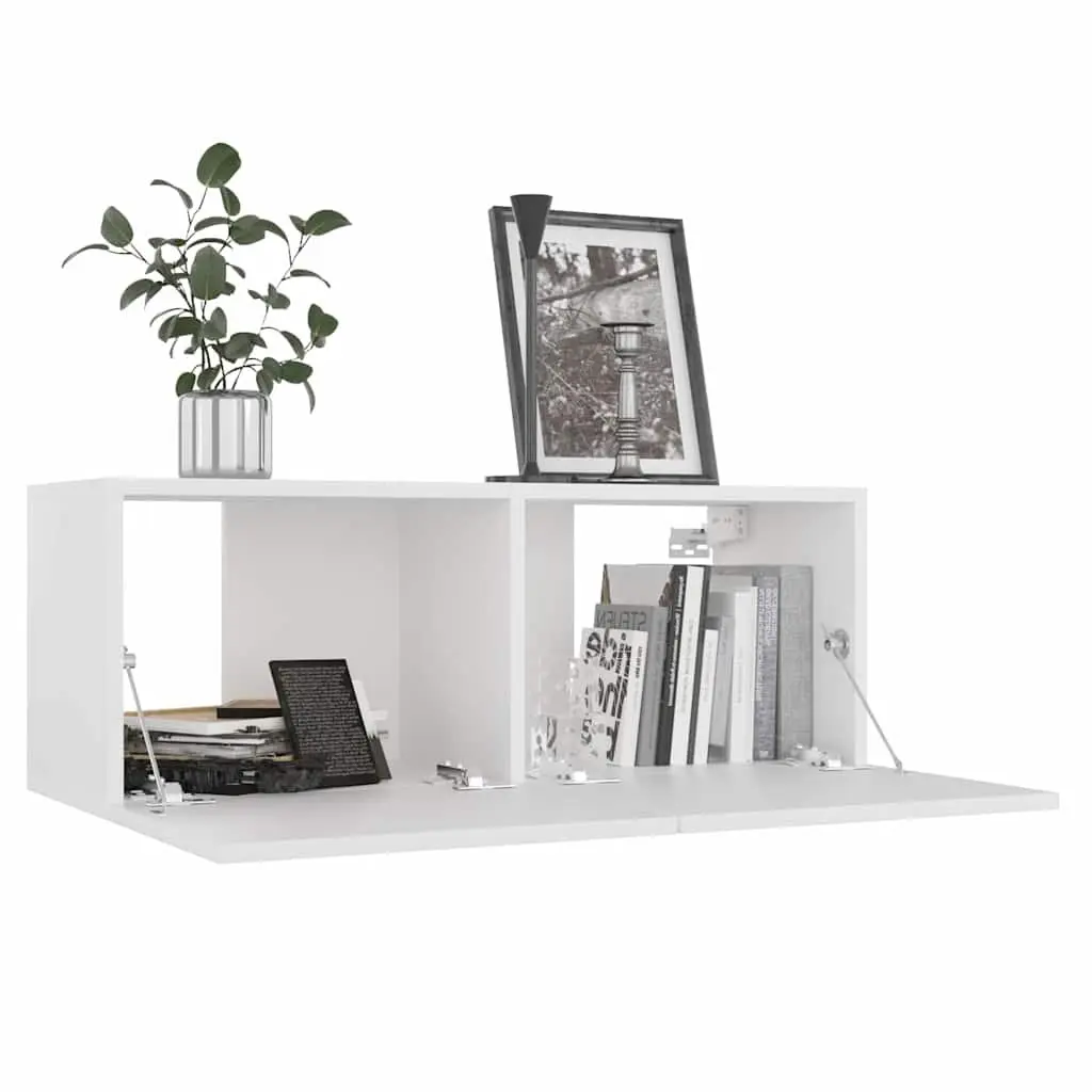 White Wall Mounted TV Cabinet 80x30x30cm Engineered Wood Storage Unit