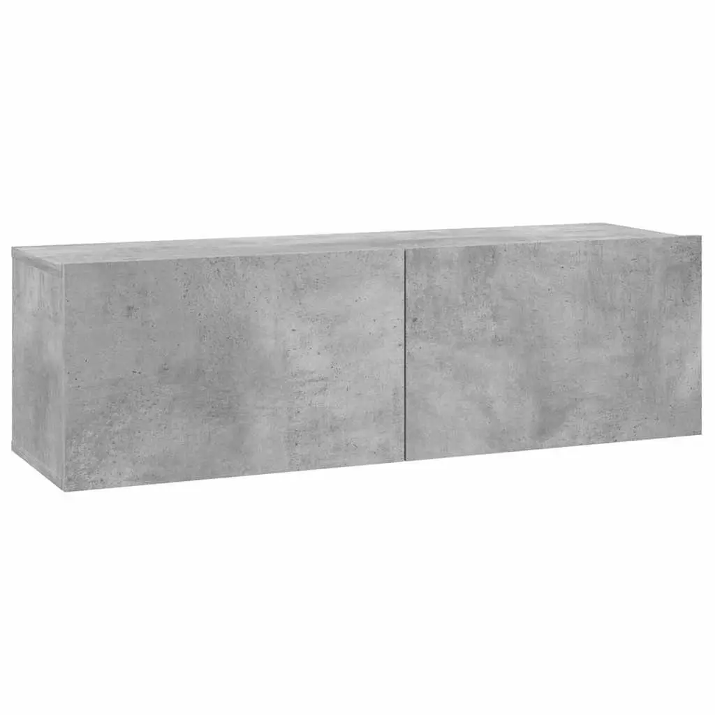 Wall-Mounted TV Cabinet Grey 100x30x30 cm Engineered Wood Storage Unit Drop-Down Doors