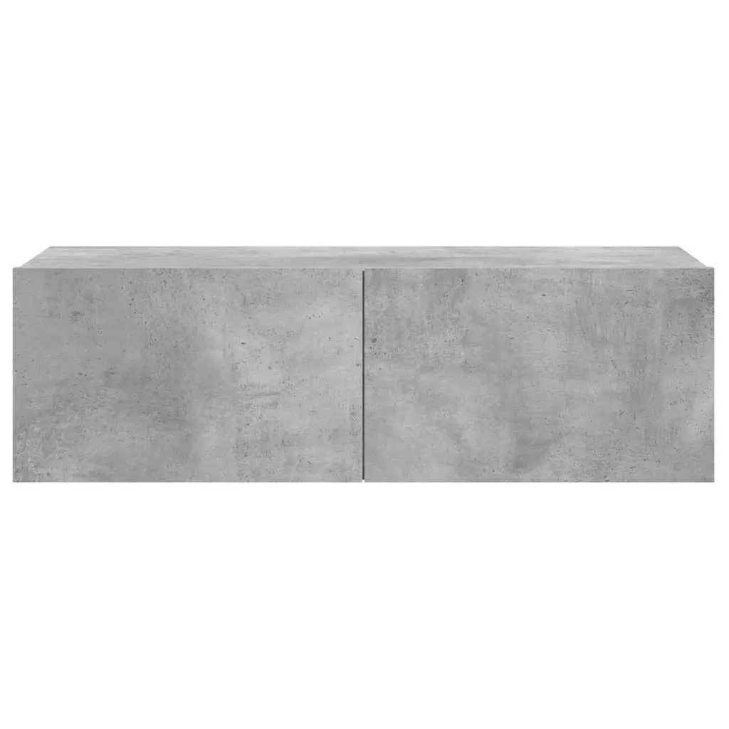 Wall-Mounted TV Cabinet Grey 100x30x30 cm Engineered Wood Storage Unit Drop-Down Doors