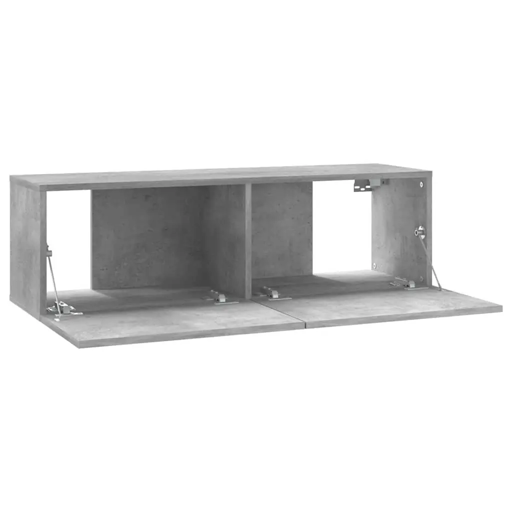 Wall-Mounted TV Cabinet Grey 100x30x30 cm Engineered Wood Storage Unit Drop-Down Doors