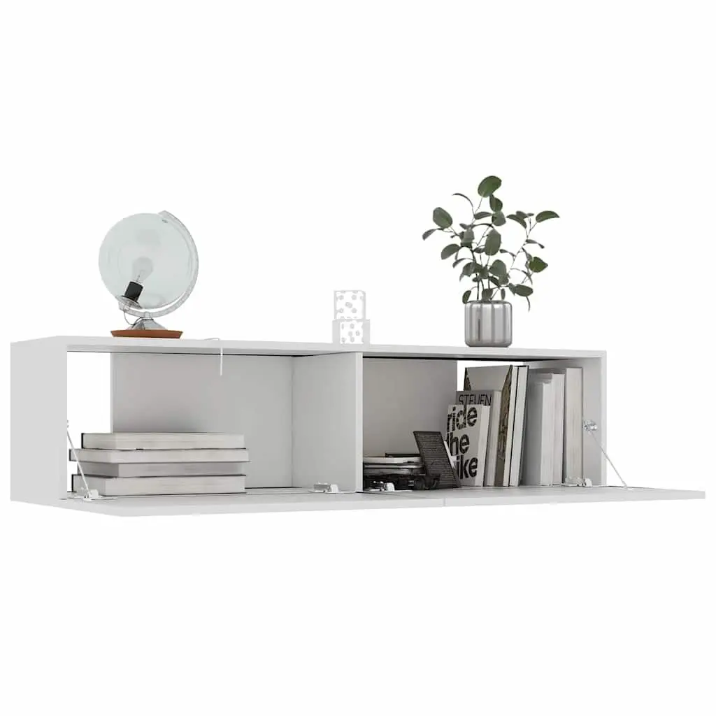 Wall-Mounted TV Cabinet White 120x30x30 cm Engineered Wood Storage Unit Drop-Down Doors