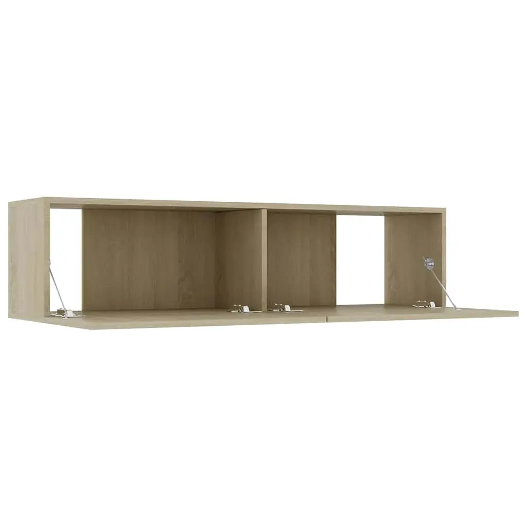 Wall-Mounted TV Cabinet Brown 120x30x30 cm Engineered Wood Drop-Down Doors Storage Unit
