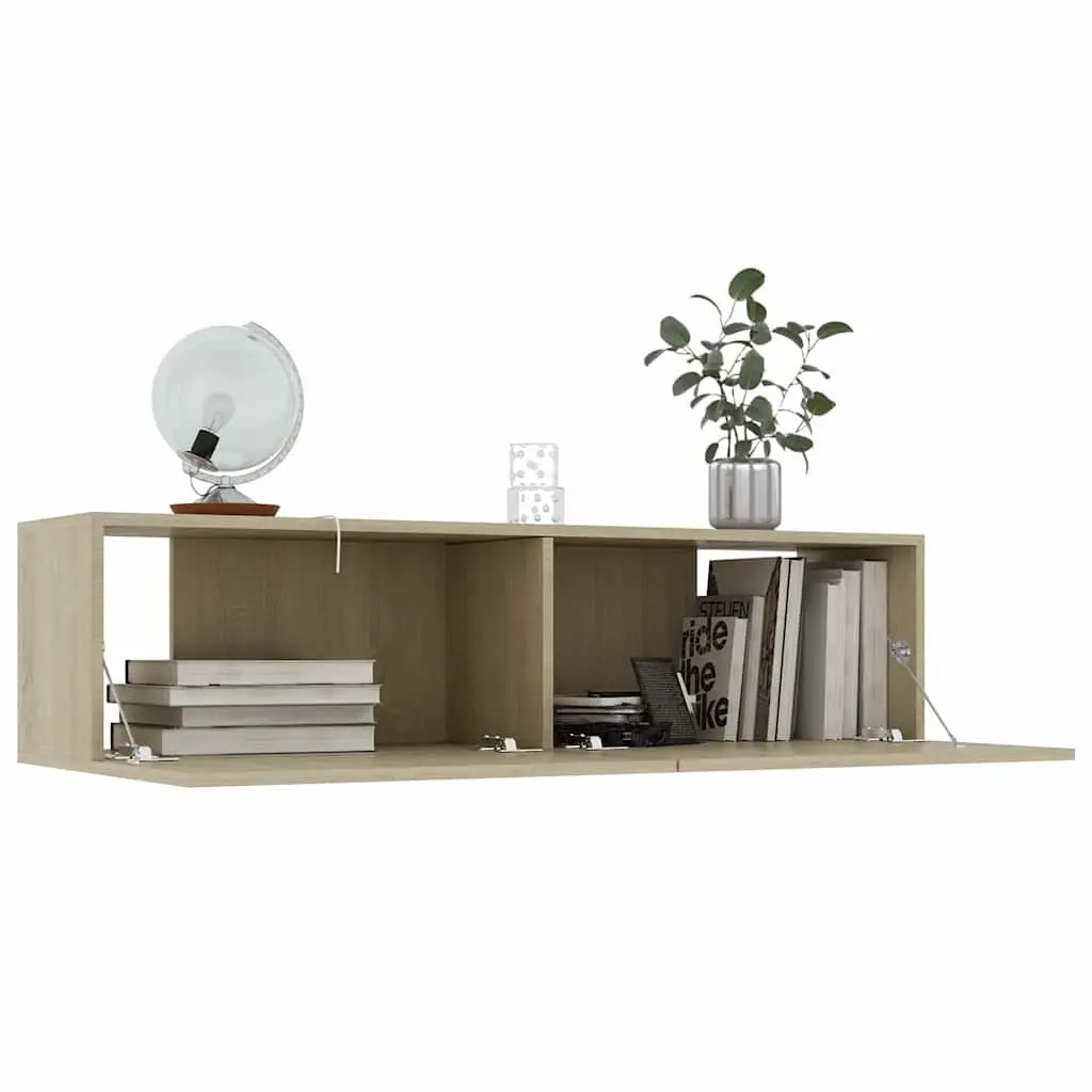 Wall-Mounted TV Cabinet Brown 120x30x30 cm Engineered Wood Drop-Down Doors Storage Unit