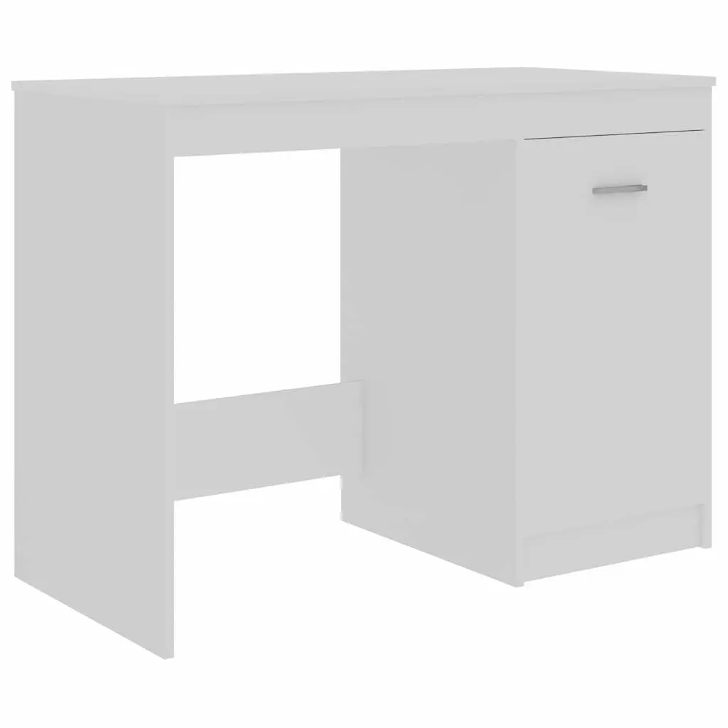White Office Desk with Storage Cabinet 100x50x76 cm Writing Table Study