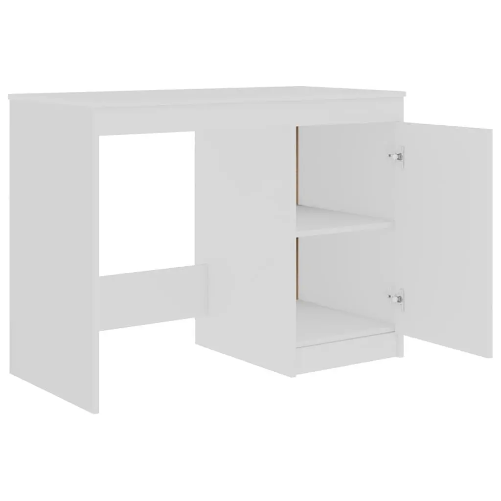 White Office Desk with Storage Cabinet 100x50x76 cm Writing Table Study