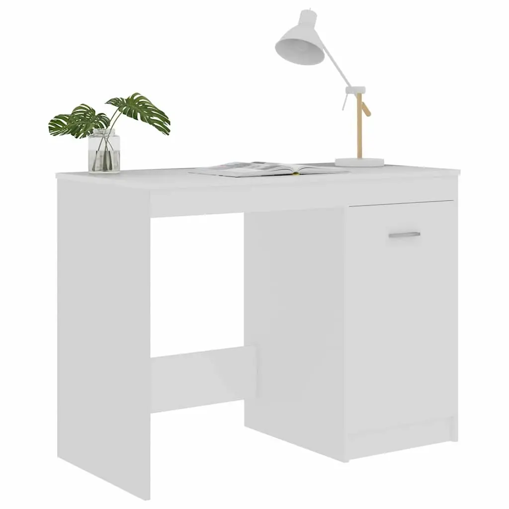 White Office Desk with Storage Cabinet 100x50x76 cm Writing Table Study