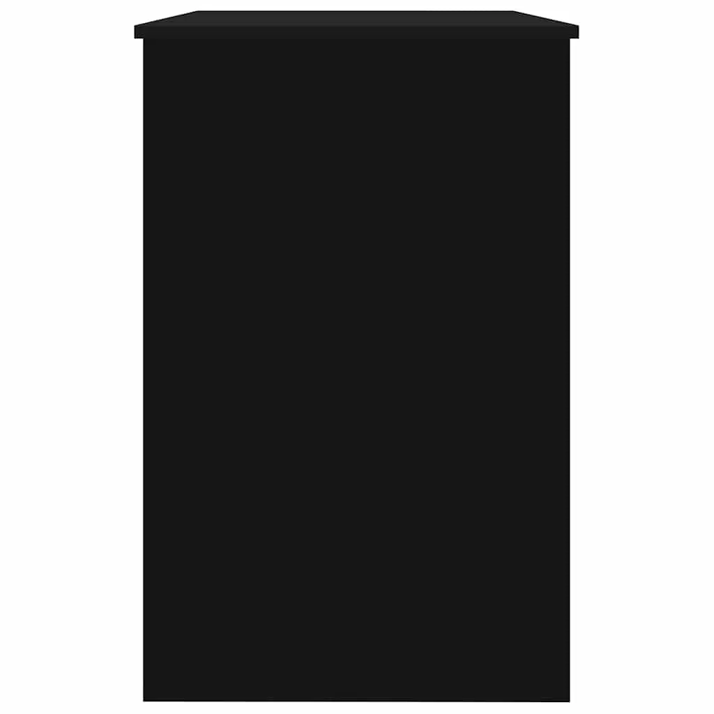 Black Office Desk with Storage Cabinet Modern Design Writing Table 100x50x76cm