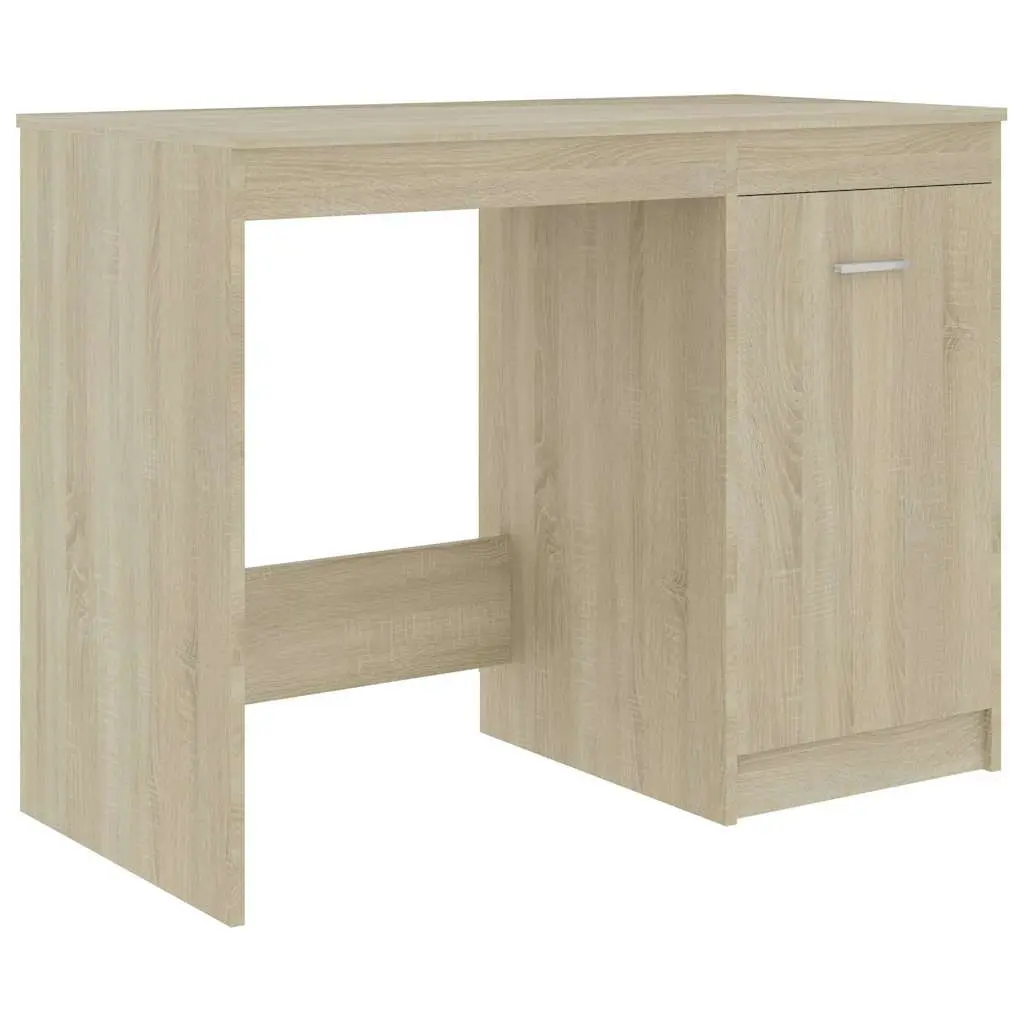 Brown Writing Table with Integrated Storage Cabinet
