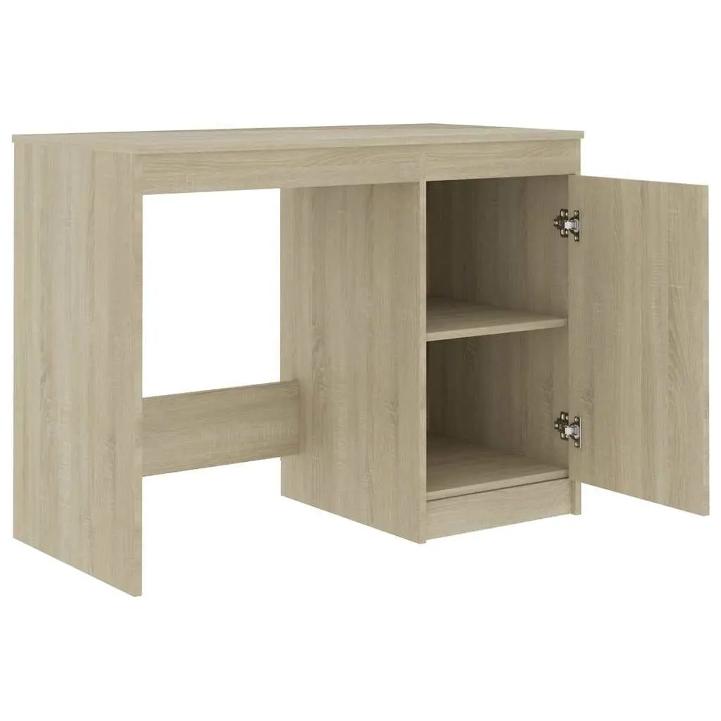 Brown Writing Table with Integrated Storage Cabinet