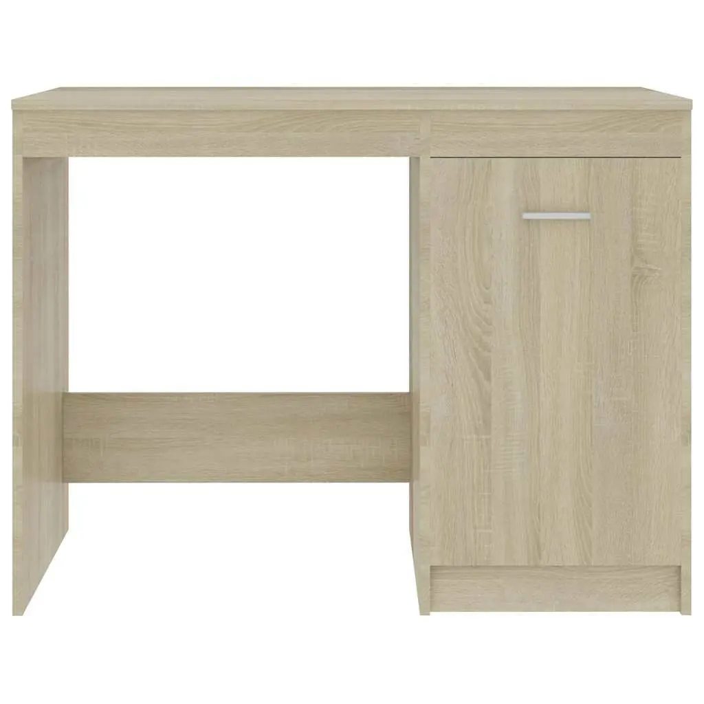 Brown Writing Table with Integrated Storage Cabinet
