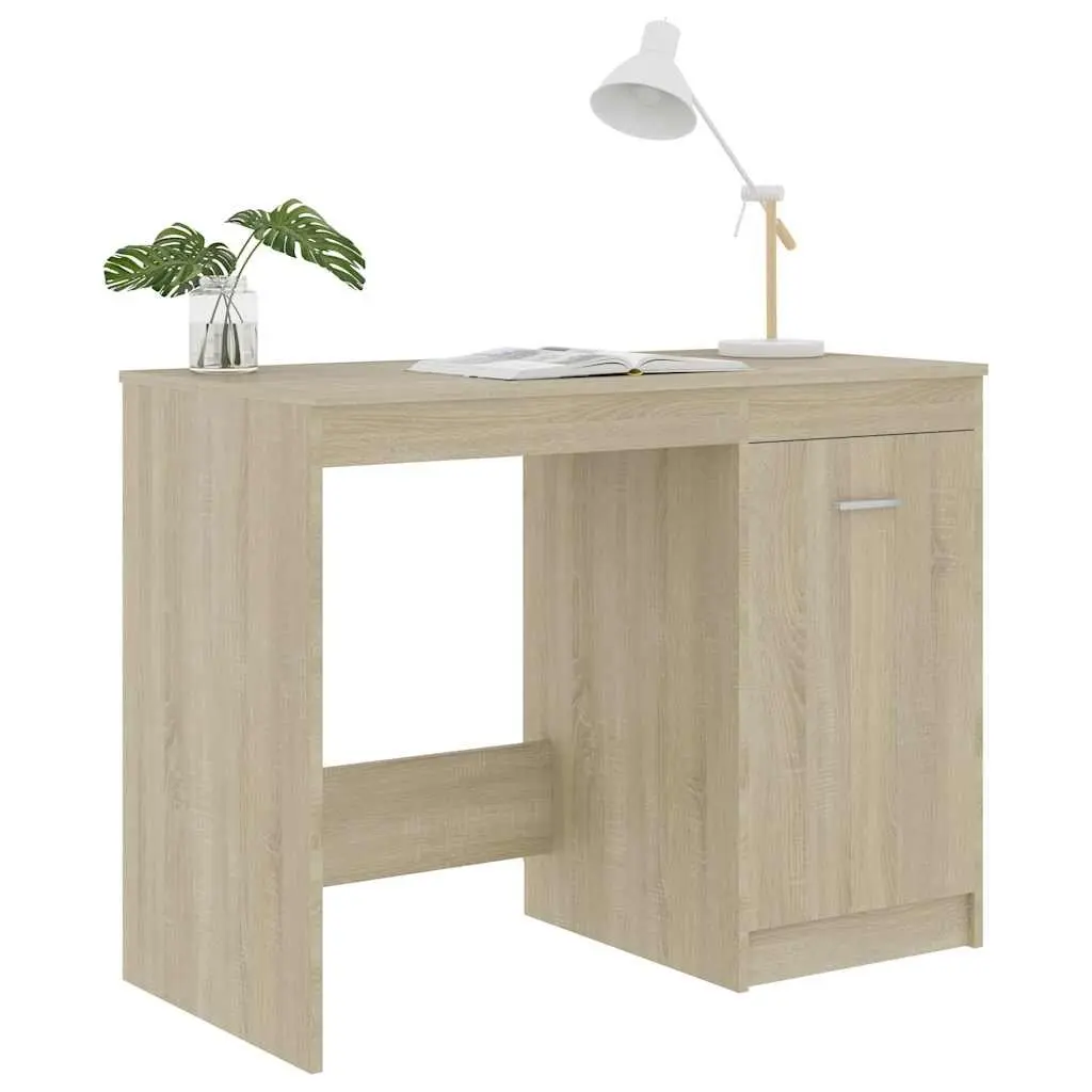 Brown Writing Table with Integrated Storage Cabinet