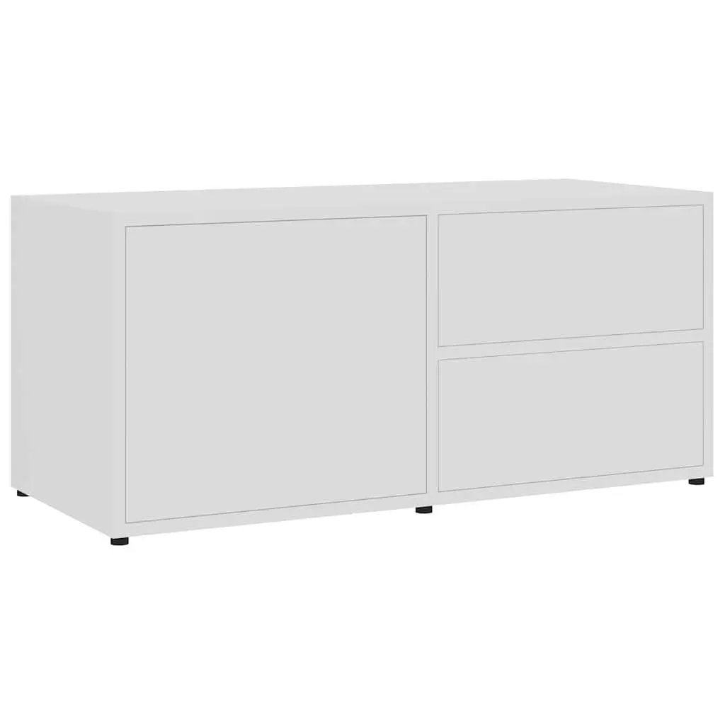 White Engineered Wood TV Cabinet with Drawers